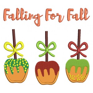 Falling For Fall Three Apples Applique Machine Embroidery Design Digitized Pattern